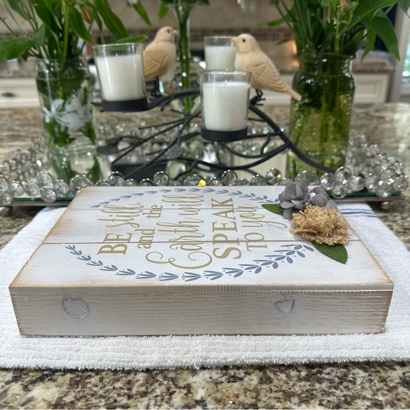 Inspirational Wooden Sign with Floral Accents Farmhouse decor natural outdoors - Picture 8 of 11